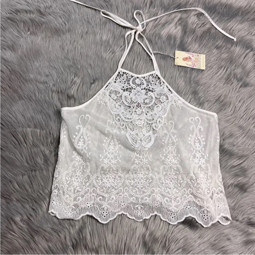 In Bloom By Jonquil White Ivory Sheer Lace Top Size Small